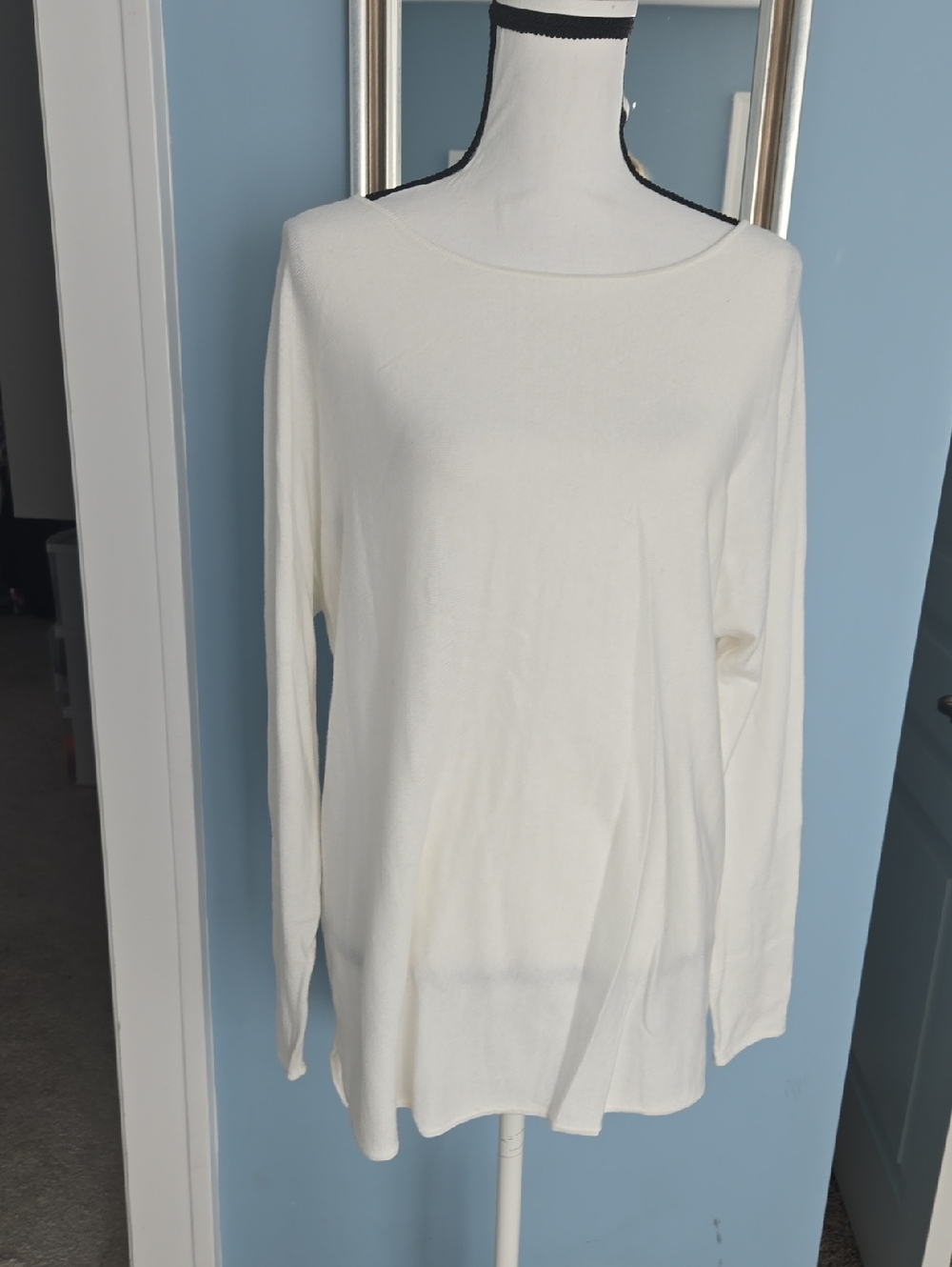 Michael Kors White Long-Sleeve Knit Top Long Sweater Tunic Women Large
